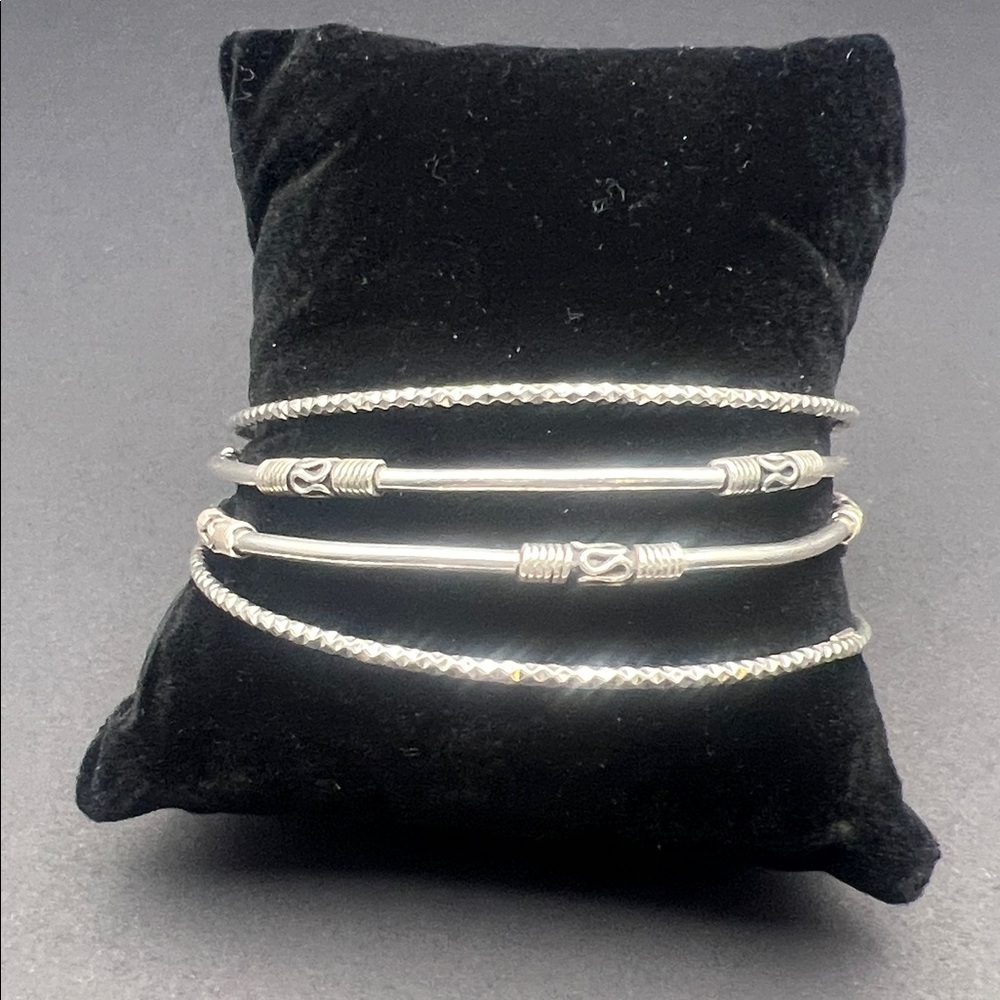 Chic Silver Bangle Bracelet Set - image 1